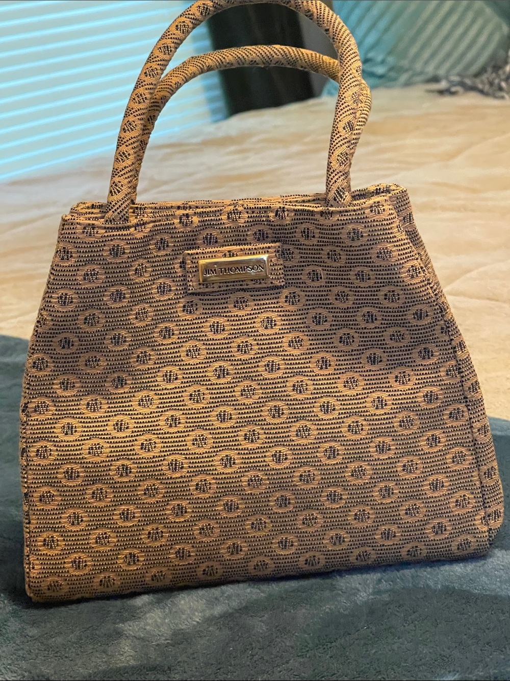Jim Thompson Tan Patterned Top-Handle Bag